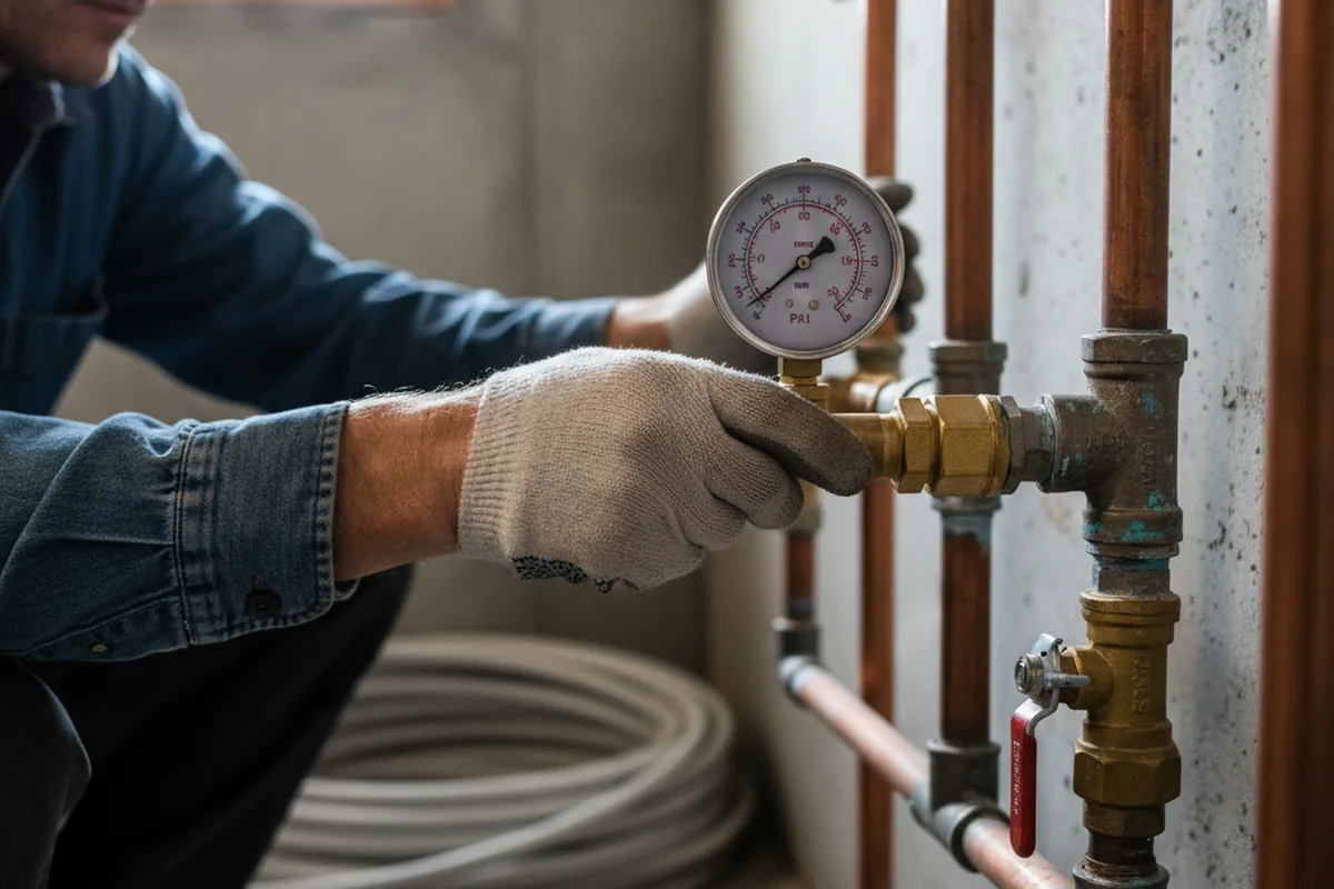 Pressure testing a repaired line during Water Line Repair in Lebanon